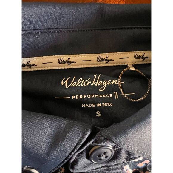 Walter Hagen Golf Shirt Polo Floral garden party Print Small Blue Polyester - Picture 4 of 4